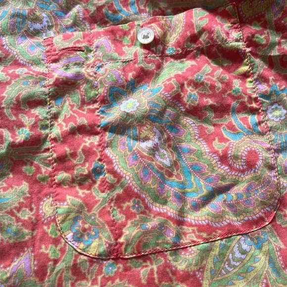 Lauren Ralph Lauren Colorful Orange Paisley Shirt - Picture 9 of 13